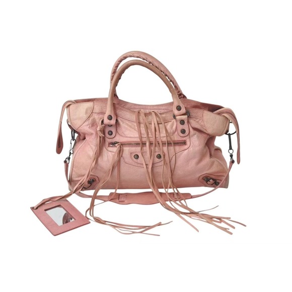 Balenciaga Handbags - BALENCIAGA The City Handbag Pink Leather Shoulder Bag